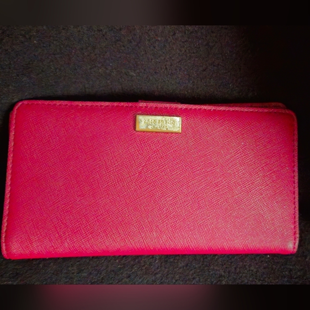 Kate Spade Burgundy Saffiano Leather Bi-Fold Wallet